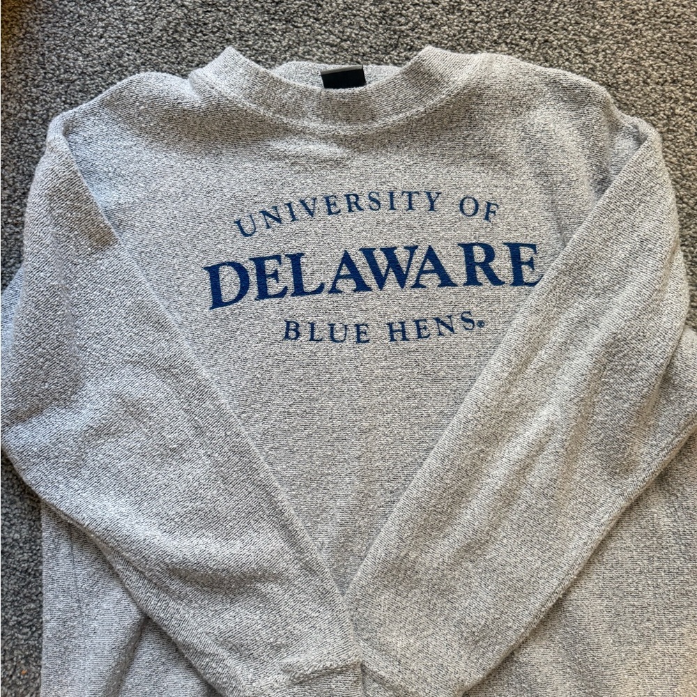 MV Sport Gray University of Delaware Crewneck Sweater